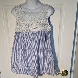 Suzanne Betro Lace and Stripe Sleeveless Top Sz S